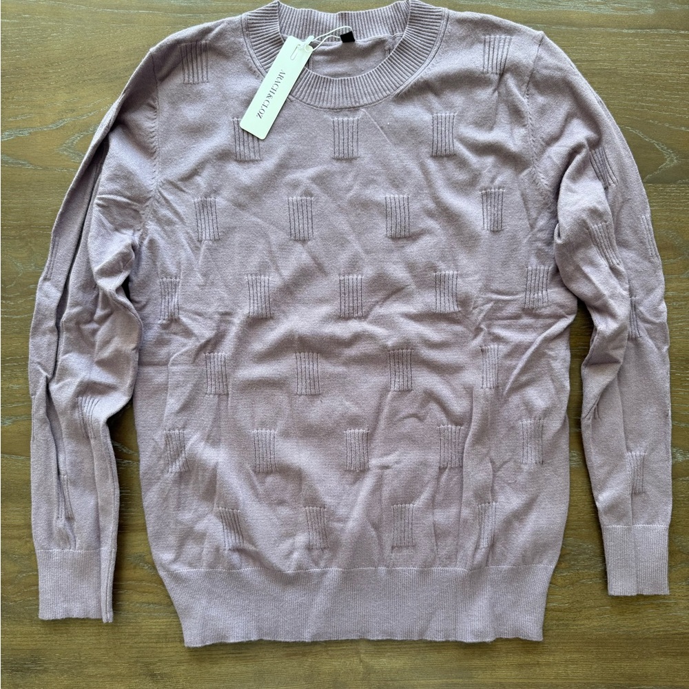 Light Mauve Textured Crewneck Sweater